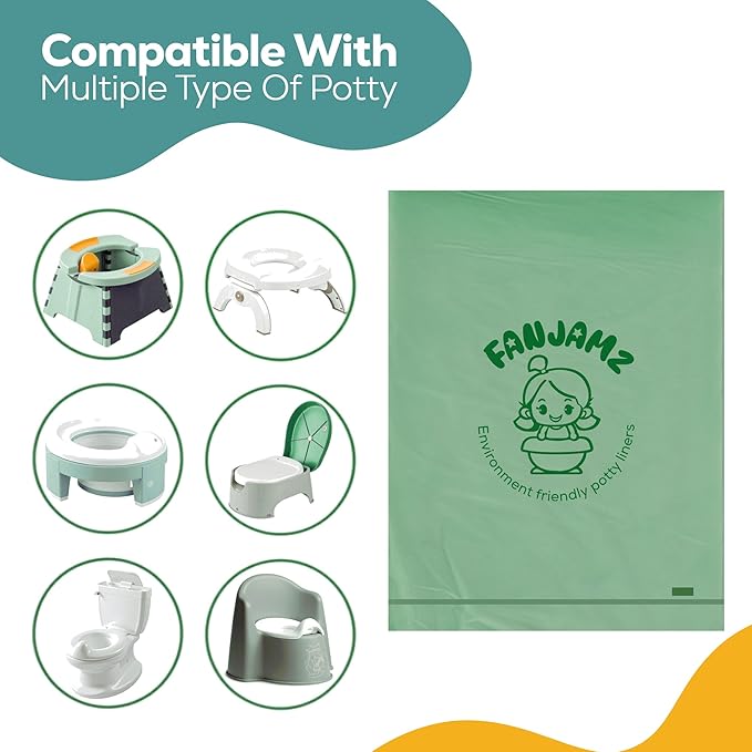 [80 Count] Potty Bags for Portable Toilet - OK Compost Certified Bathroom Trash Can Bags - 5 Liters Leak-Proof Perfect Disposable Potty Liners for Toddlers & Pets