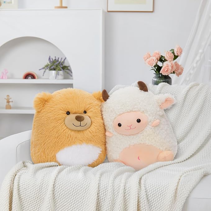 MaoGoLan 14'' Teddy Bear Stuffed Animal Weighted Plush Bear for Anxiety Throw Pillow for Kids Body Pillow with Uncented Beads Inside - Christmas Valentine's Day Birthday