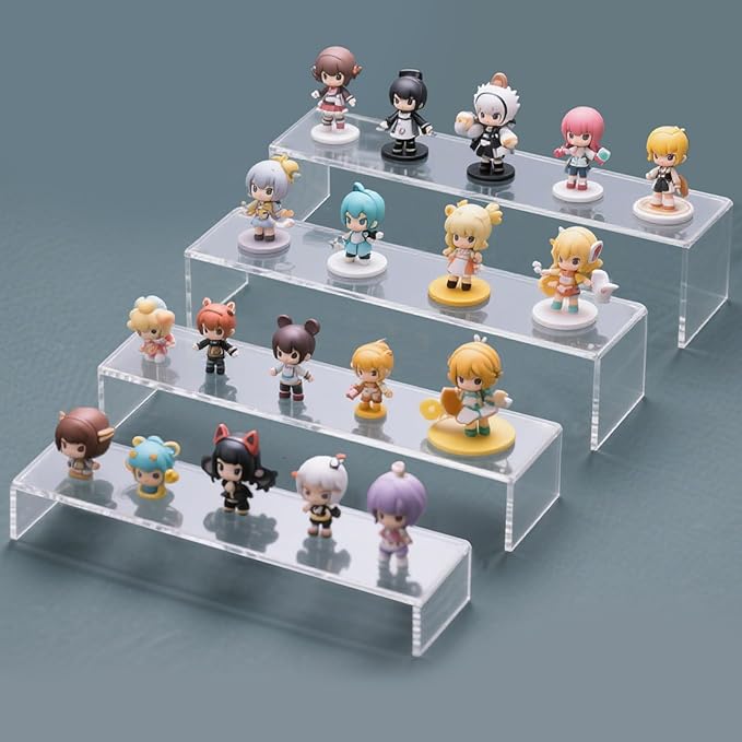 Acrylic Display Risers,12'' Large Display Stands, Thickened to 0.2''(5mm) Stackable Acrylic Shelf for Perfume Display, Clear Risers for Cupcake Stand,Pop Figurines,Tumbler,Food (Clear, 8PCS)