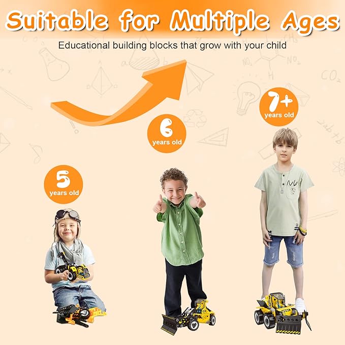 HOMETTER Building Toys for Age 5 6 7 8+ Year Old Boys Gift, 6 in 1 Engineering Toys, STEM Learning Toys Educational Building Set