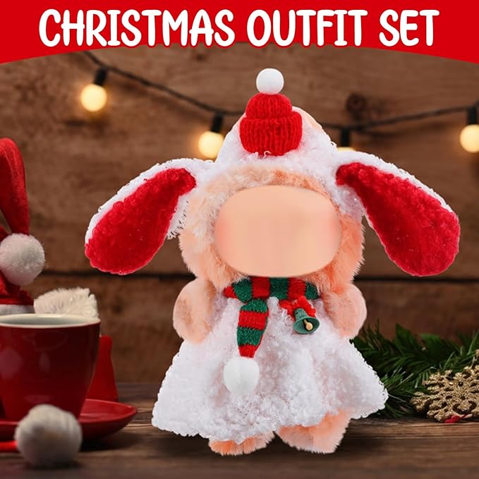 3 Pack Christmas 17cm Doll Clothes Set Cute Santa Stylish Outfit for Christmas Dressed up Doll Accessories (Not Included Dolls)