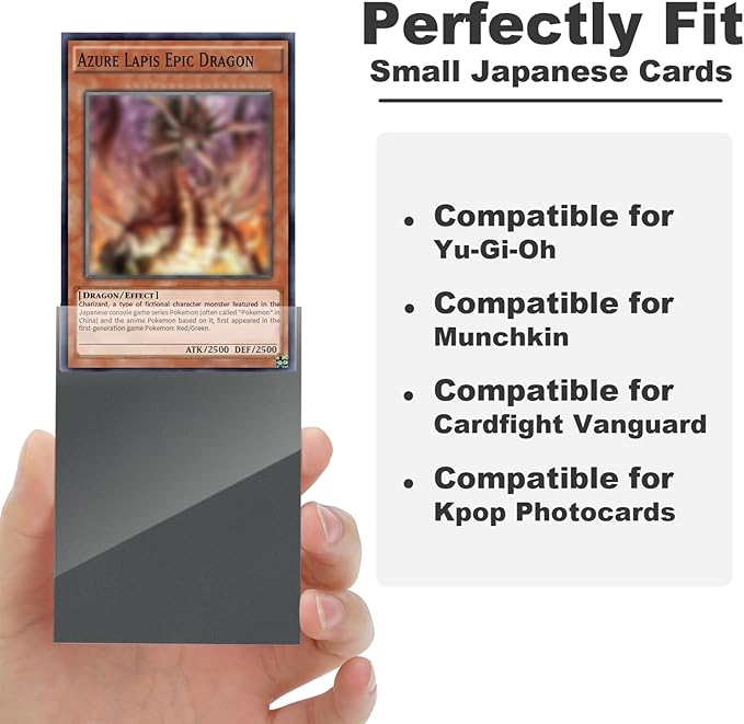 Grey Card Sleeve 200 Pack Compatible with Yu-gi-oh Card Sleeve Japanese Small Card Sleeves Photocard Sleeves, Back Textured Perfect Shuffling, Protect Your Japanese Sized Never Tear