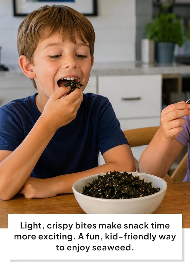 Korean Food Roasted Seaweed Snack Flakes, Sesame & Perilla Oil, 40g x 2 | Crispy roasted seaweed flakes seasoned with sesame and perilla oil, perfect as a rice topping or savory garnish.