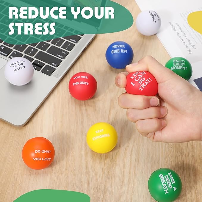 Chivao 300 Pcs Motivational Stress Balls Colorful Foam Inspirational Quotes Anxiety Relief Balls Small Funny Stress Relief Hand Exercise Gifts for Adults Teams Motivating Encouraging (Inspiring)