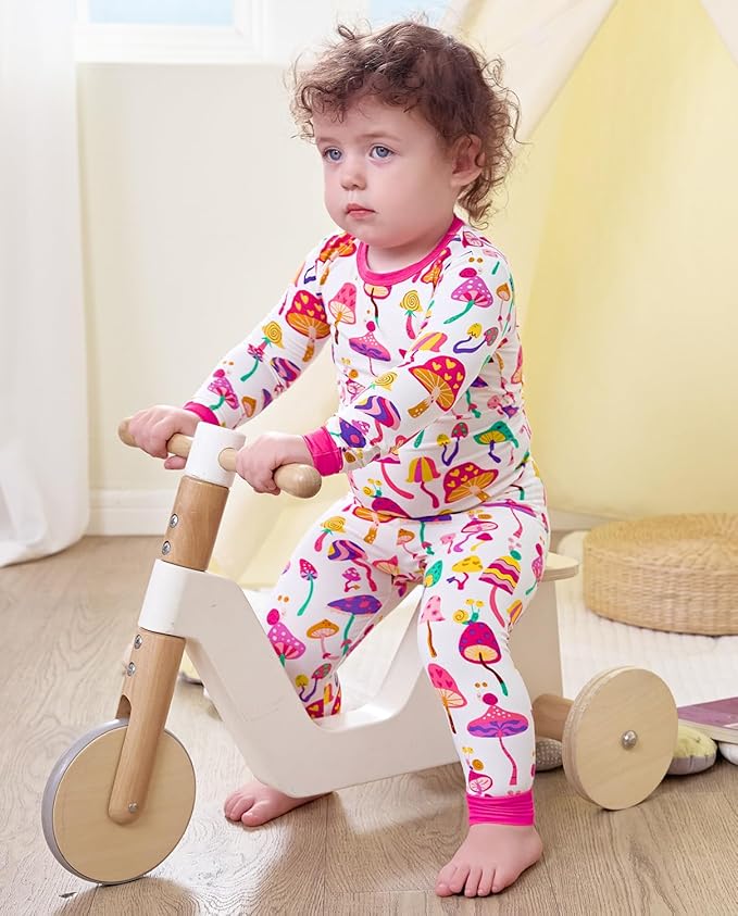 Bamboo Viscose Toddler Girls Kids Pajamas Unicorn Mermaid Pjs Long Sleeve Snug fit 12M-8Y 2pcs Soft Jammies