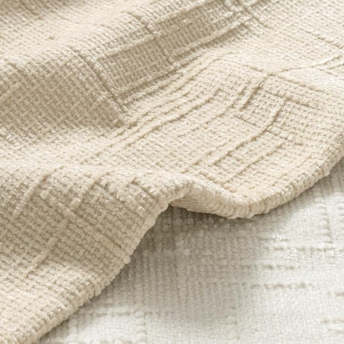 MIULEE Chenille Textured Throw Pillow Covers Beige 20x20 Set of 2 | Slubby Decorative Pillows, Boho Farmhouse Home Decor, Modern Neutral Cushion Covers for Couch Sofa Bed Living Room