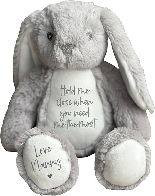 Custom Plush Bunny Keepsake Toy Hold Me Close Worry Hug Rabbit Personalized Stuffed Animal Doll Baby Shower Birthday Gift