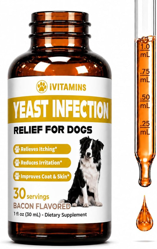 Yeast Infection Treatment for Dogs - Dog Yeast Infection Treatment - Helps Reduce Itching, Irritation, & Paw Licking - 1 fl oz - Bacon Flavor