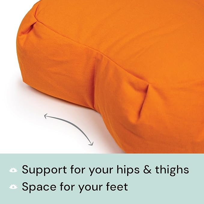 Meditation Cushion (Desert Sunset) Crescent, Buckwheat Husk Filled, Floor Pillow or Cushions, Yoga Seat, Zafu, Made in The USA