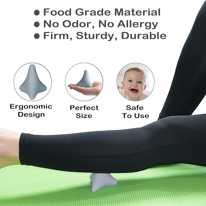 Trigger Point Massage Ball, Manual Massager Tool for Muscle Knot Deep Tissue Relief Myofascial Release Physical Therapy Hip Flexor Iliacus Psoas Hand Foot Back. 2.8×2.9” (Gray)