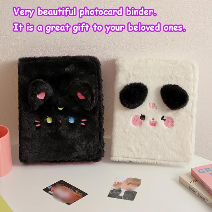 Kpop Photocard Binder with 6 Stickers Sheet & 50 Shinning Protective Sleeves Kpop Photocard Holder Book with Kpop Photocard, A5 Binder Photocard Album 30 Inner Pages with 240 Pockets (Blackplush)