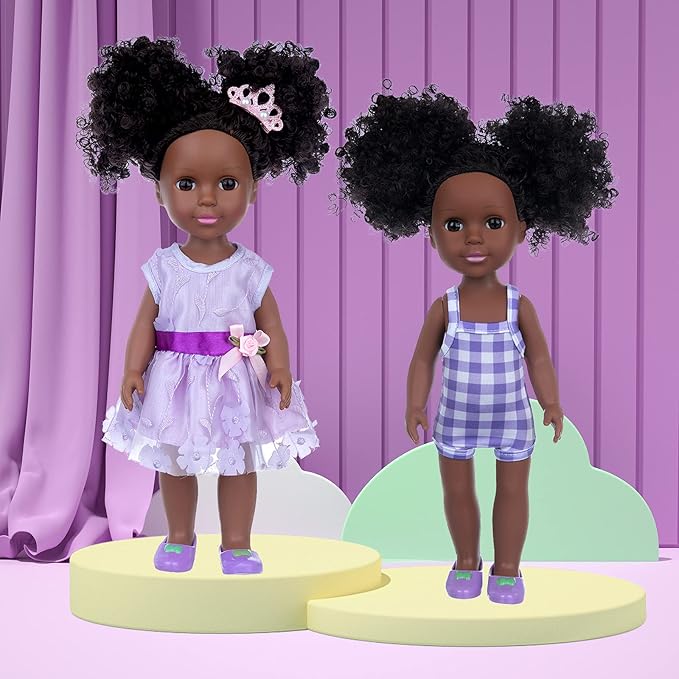 ZNTWEI 14.5 Inch Black Dolls and Black Baby Doll Clothes Accessories Including Unicorn Backpack Ipad Phone Glasses Shoes Camera Headband Hairpin