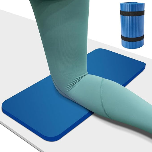 Yoga Knee Pad Cushion, 24 x 9.8 x 0.8 in Thick Mini Yoga Mat, Odor-Free NBR Workout Mat with Storage Strap, Small Exercise Mat for Yoga, Pilates, Kneeling, Planks & Home Gym