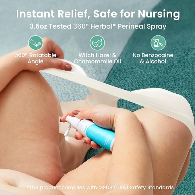 Grownsy 15pc Postpartum Essentials Recovery Kit | Postpartum Kit for Women | Includes 5 Postpartum Pads, 5 Disposable Underwear, 2 Ice Packs, Peri Bottle, Perineal Spray & 28 Cooling Pad Liners