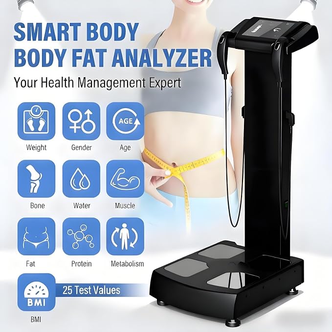 Professional 3D Scanner Analyzer Body Composition Analysis Height Weight Body Fat Percentage Visceral Fat Test, Body BMI Measuring with Printer Black