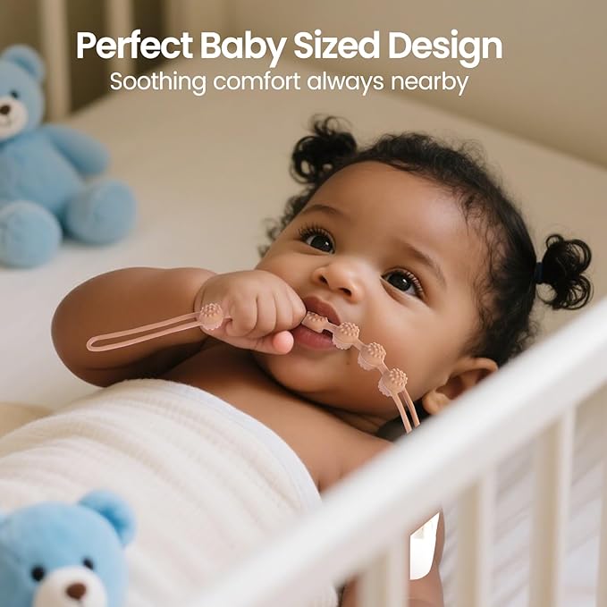 Eascrozn 6 Pack Baby Pacifier Clip, Silicone Pacifier Clips Holder with One Piece Design, BPA Free, Soft Flexible Binky Clips with Texture for Baby Boy and Girl