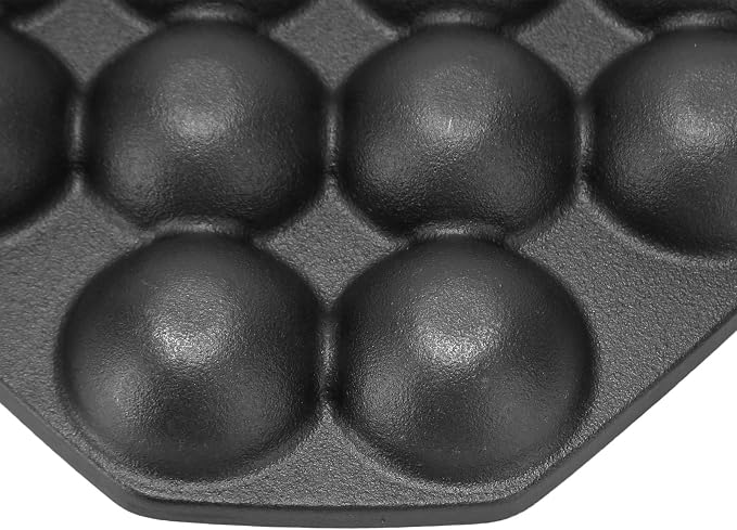 HERCHR 12 Grid Takoyaki Pan, Cast Iron Octopus Meatballs Frying Pan 18cm/7.09in Diameter Non Stick Omelet Breakfast Maker Skillet for Home Cooking