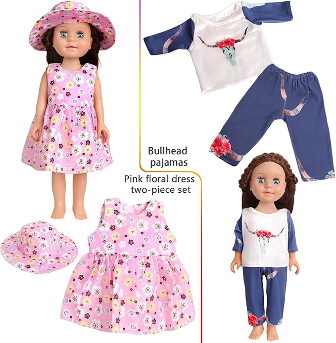 12 Pcs 18 Inch Doll Accessories,5 Sets of Clothes and 2 Pairs of Dolls Shoes (Send by Random) for 18 Inch American Doll, Best Birthday Festivals for Kid, Gril -1