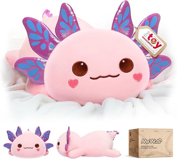 Cute Axolotl Plush Pillow, Kawaii Plushies Pink Axolotl Stuffed Animals, Squishy Plushies, Cuddle Plush Pillow for Kids & Girls (13 Inch)