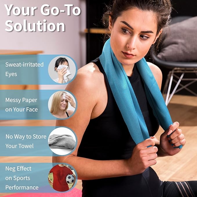 YESLIFE 4 Pack Cooling Towels (40"x12"), Gym Sweat Towels, Cooling Neck Wraps, Soft Breathable Microfiber Towels for Yoga, Running, Sport, Workout, Camping & More (Multicolor)