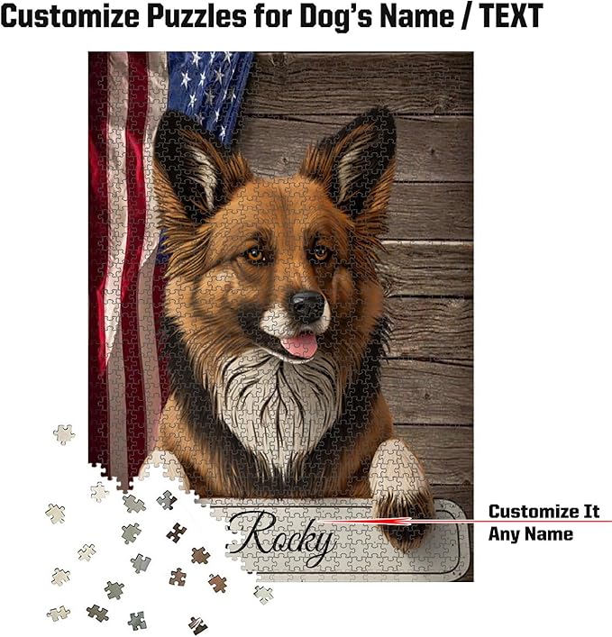 Custom Wooden Jigsaw Puzzles with Your Dog's Name on Harzer Fox Art Print - 300 500 1000PCS Puzzles Game and Home Wall Decor