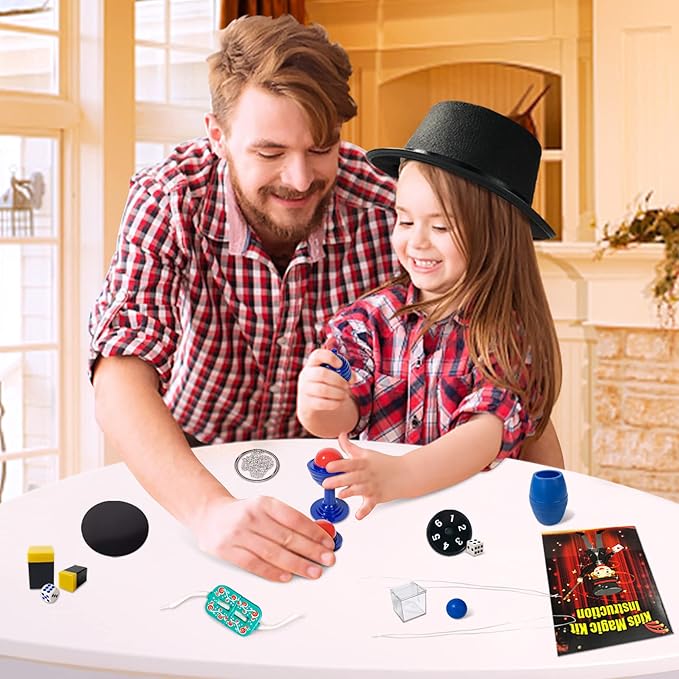 Heyzeibo Magic Kit for Kids - Magic Tricks Games Toy for Girls & Boys, Magician Pretend Play Dress Up Set with Magic Props & More Magic Tricks, Instruction Manual, for Beginners Toddlers