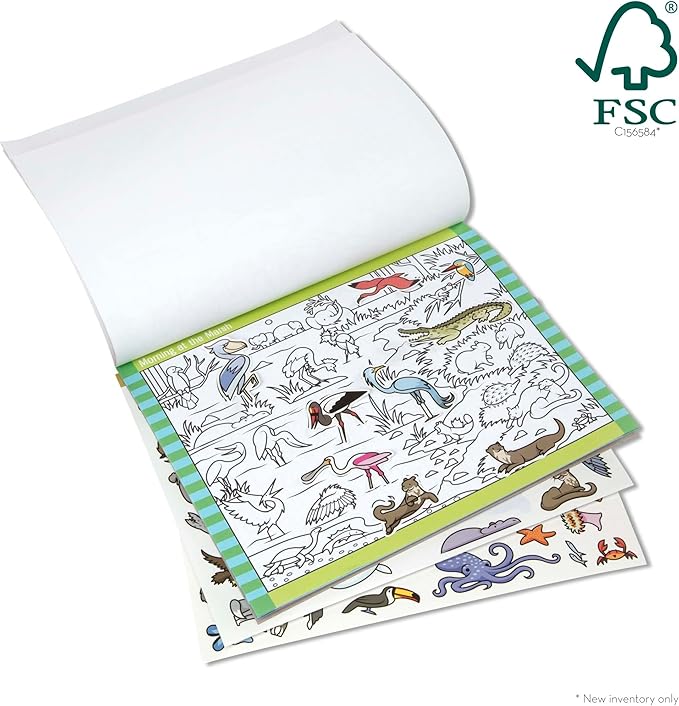 Melissa & Doug Seek & Find Sticker Pad – Animals, 400+ Stickers & 14 Scenes to Color, Search & Find Sticker Activity Pad for Coloring & Matching, Creative Learning Toys for Kids 4+ - FSC Certified