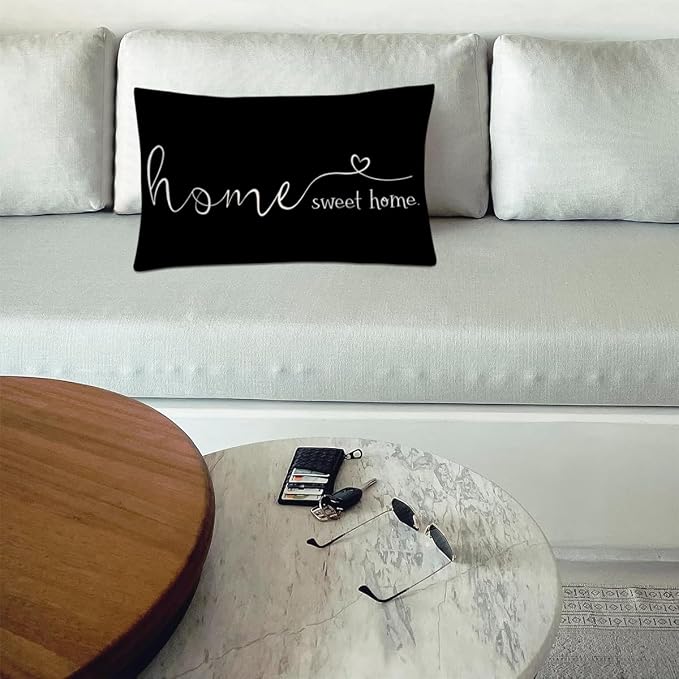 Farmhouse Pillow Covers, 12x20 Inch - Home Decorative Throw Pillow Case, Housewarming Gift, Black
