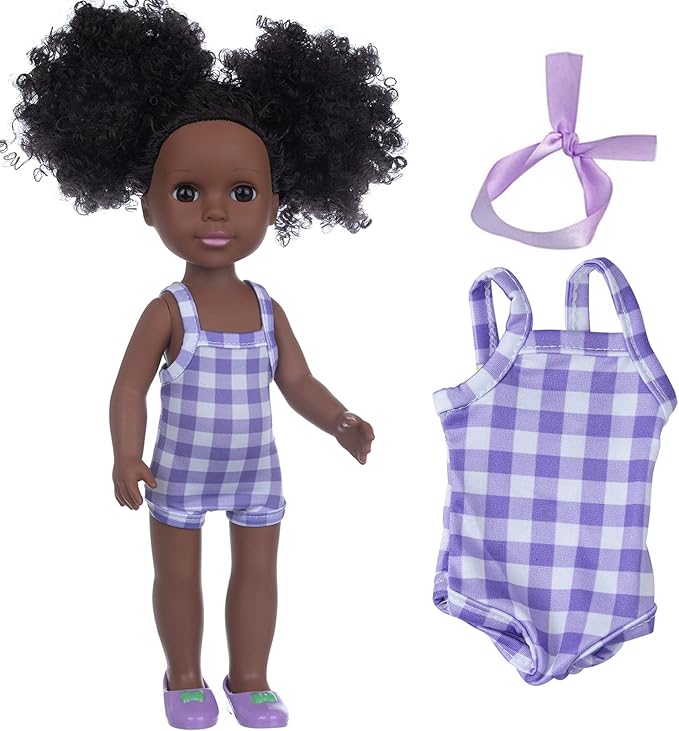 ZNTWEI 14.5 Inch Black Dolls and Black Baby Doll Clothes Accessories Including Unicorn Backpack Ipad Phone Glasses Shoes Camera Headband Hairpin