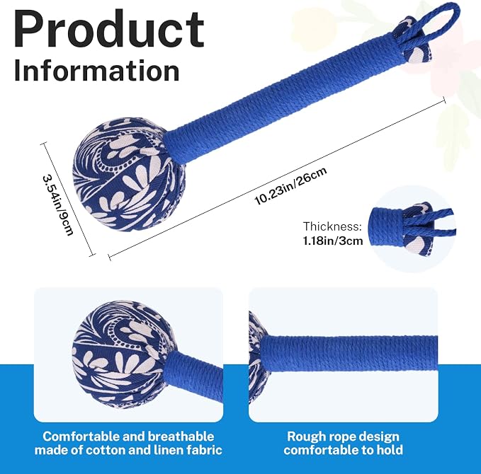 lefeke Manual Massage Hammer, Mugwort Massage Hammer, Handheld Body Percussion Tool for Back Neck Shoulder Leg Muscle Relief 26cm-Blue