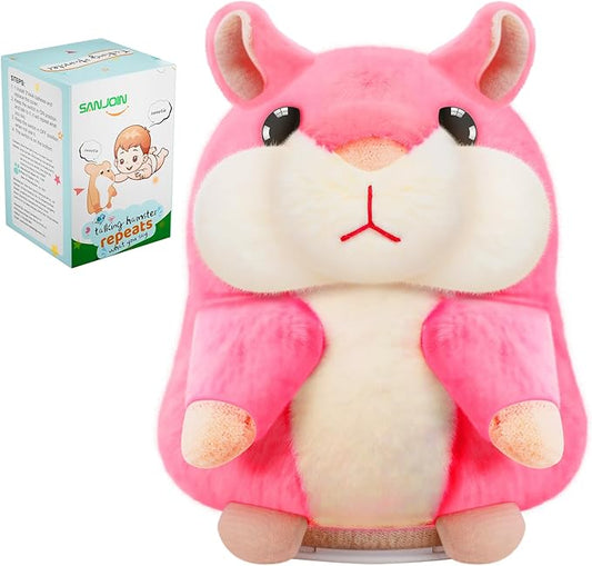 Kids Toddler Toys for Ages 2-4, Talking Hamster Repeats What You Say, Interactive Plush Repeating Toy for 2 3 4 5 6 8 Year Old Boy Girl Birthday Gift (Pink)