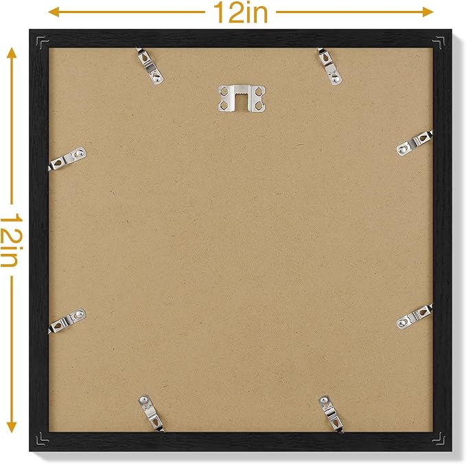 Vittanly 12x12 Picture Frames Set of 9, Black&Brown&Dark Grey | Display Pictures 8x8 with Mat or 12x12 without Mat for Wall Mounting, Square Photo Frames for Home Decor, Engineered Wood