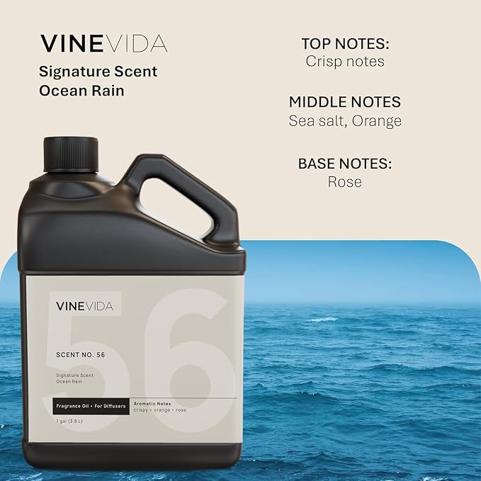 VINEVIDA [128 Fl Oz] Ocean Rain Fragrance Oil for Cold Air Diffusers, Essential Oils for Diffuser Oil Refill & Air Freshener Room Spray