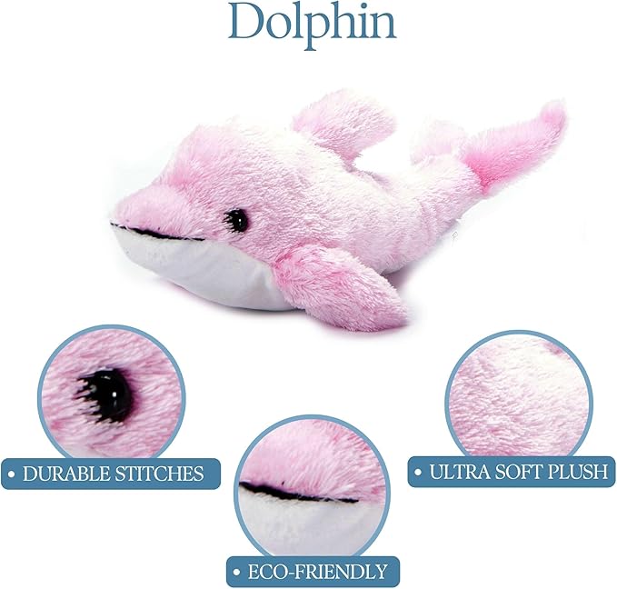 The Petting Zoo Pink Dolphin Stuffed Animal Plushie, Gifts for Kids, Scoopz Sealife Animals, Dolphin Plush Toy, 10 inches