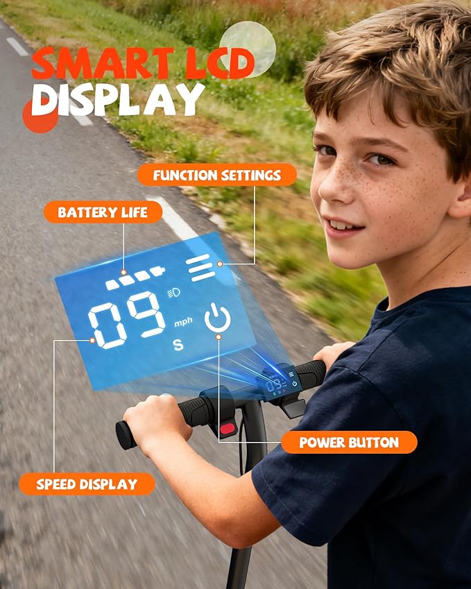 Maxshot Electric Scooter, 8.5" /10" /14" Tire, 16/19/22 Mph Top Speed, 12/16/21/27/28/49/50 Miles Long Range, Folding Escooter for Adults and Kids with Seat Bag, Dual Braking, Dual Suspension, App