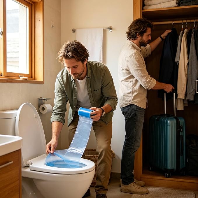 Toilet Seat Covers, Hygiene Bathroom Liners Roll, 1 Roll, Potty Cover Sheets, Dísposable Toilet Liners, Travel Bathroom Seat Cover, for Public Use, Travel Use