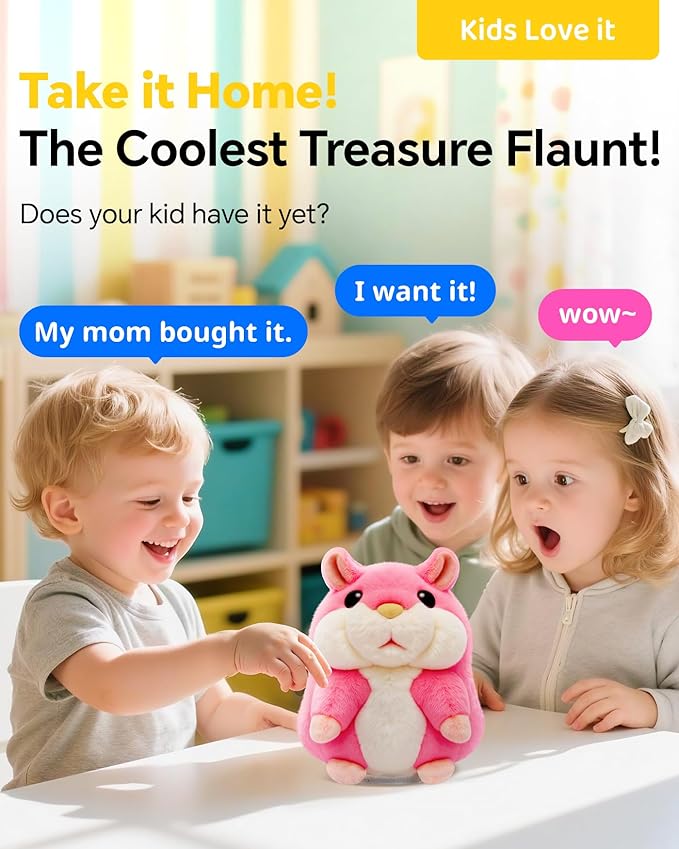 Talking Hamster Repeats What You Say,2025 Top Christmas Funny Gifts,Toddler Toys for Ages 2-4 5-7 8-13 Girls Stocking Stuffers for Kids Interactive Dolls,Popular Stuffed Animal Plush Toy Pink