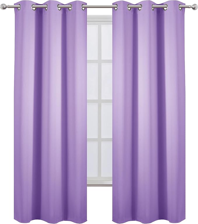 LEMOMO Blackout Curtains 42 x 84 inch/Lavender Curtains Set of 2 Panels/Thermal Insulated Room Darkening Bedroom Curtains