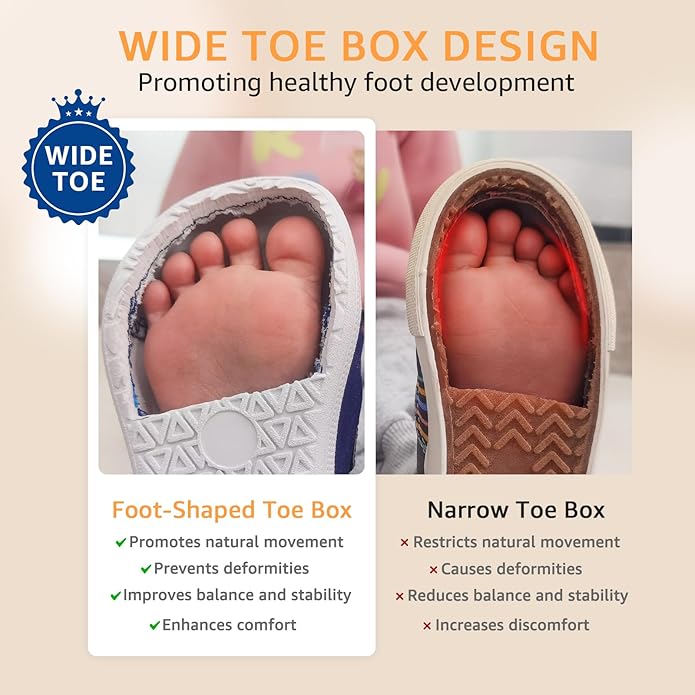 Wide Toe Box Toddler Shoes Zero Drop Boys Girls Barefoot Shoe Non-Slip Little Kids Sneakers for First Walking