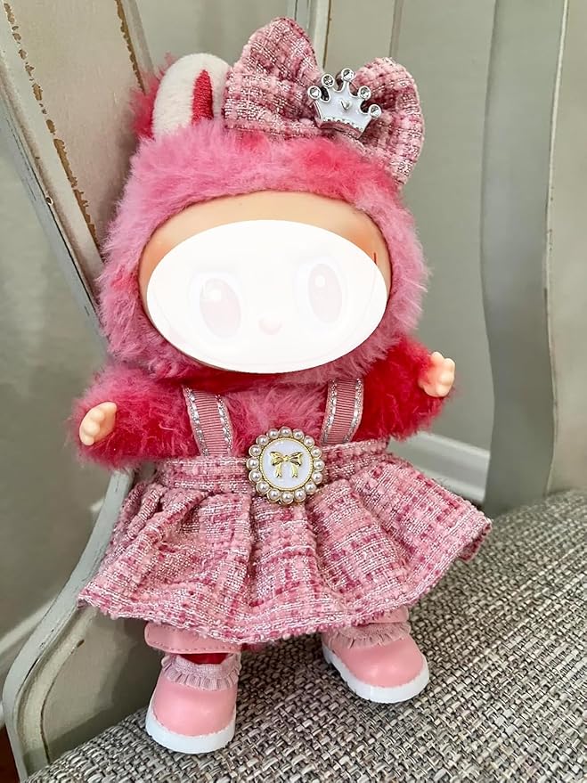 Clothes for LA BUBU 17cm Doll (NO Doll),Outfit for LA BUBU,Dress and Hairpin Set for LABUBU Dress Up,Accessories for LA BUBU