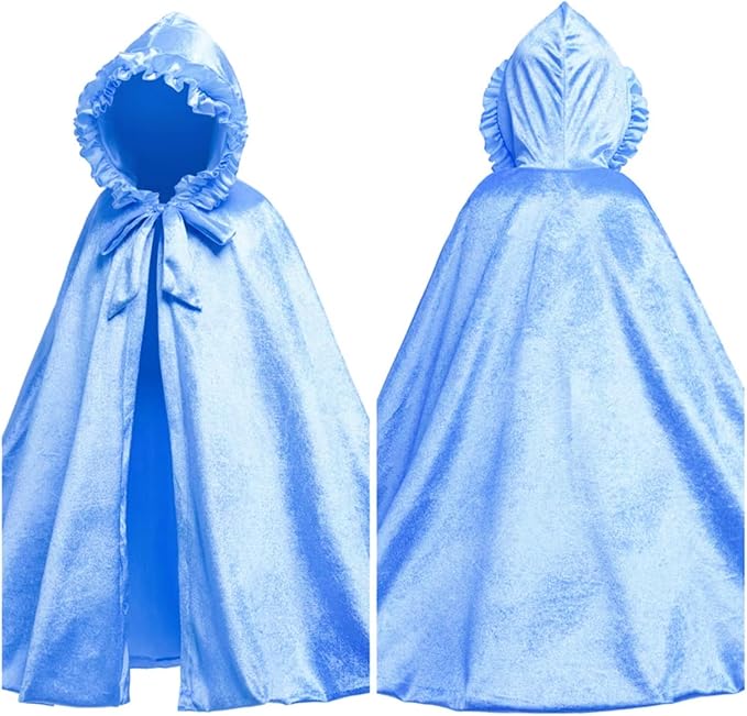 Newland Princess Costume for Girls - Princess Cape Long Hooded Velvet Cloak Princess Accessories Size M: 4-8Y/L: 8-12Y