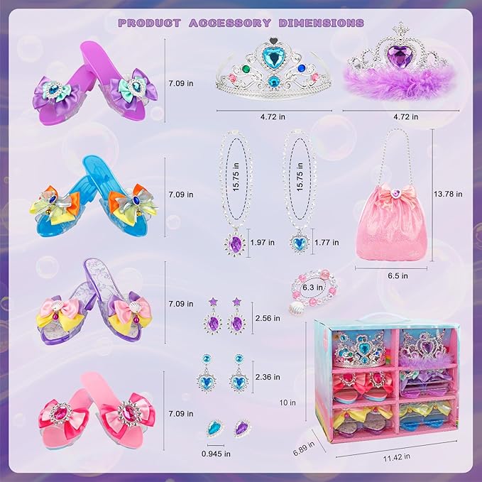 Princess Dress Up Toys for Little Girl,Jewelry Boutique Role Play Gift Set,Toddler Dress Up Kids Toys for 3-6 Years Girls Birthday Party