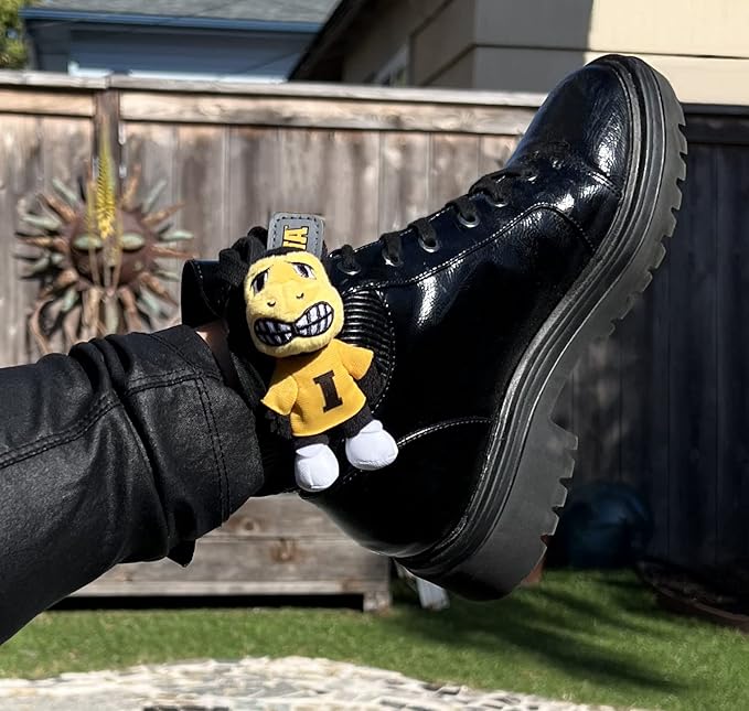 Bobbi-Dobbiez Attachable Plushie University of Iowa Herky Mascot – Attaches to Backpacks, Bags, Shoes, Water Bottles, and More