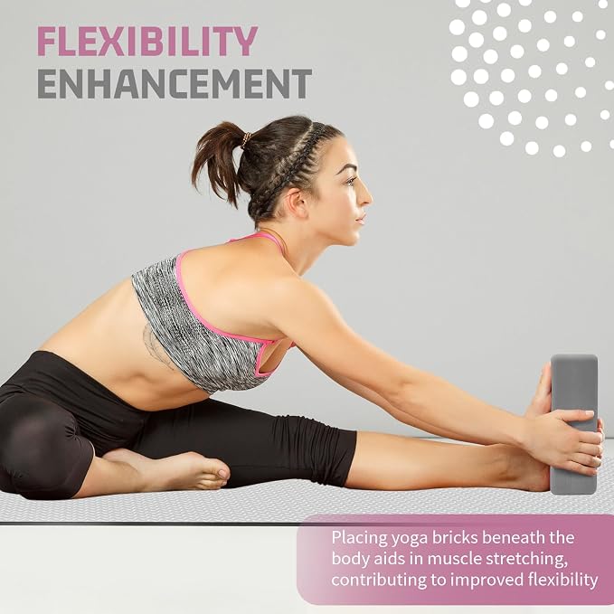 Yoga Blocks 2 Pack 3x6x9IN Foam Block Supportive Latex-Free with Rounded Edges, Non-Slip Exercise Blocks for Pilates, Meditation, Balance, Stretching and Deep Poses