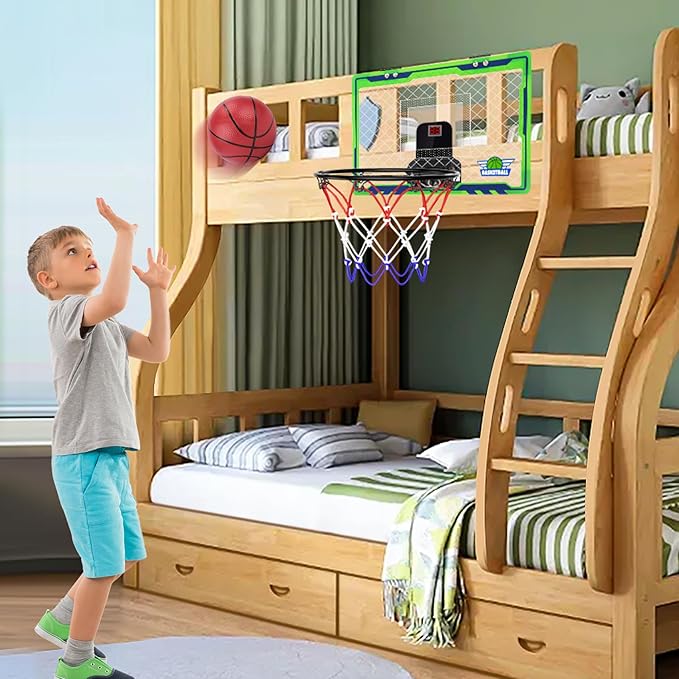 Mini Over The Door Basketball Hoop Indoor for Kids, Small Office Basketball Hoop with Scoreboard, Sports Gifts for Boys Age 4-7 8-12 Year Old, Birthday Ideas Toys