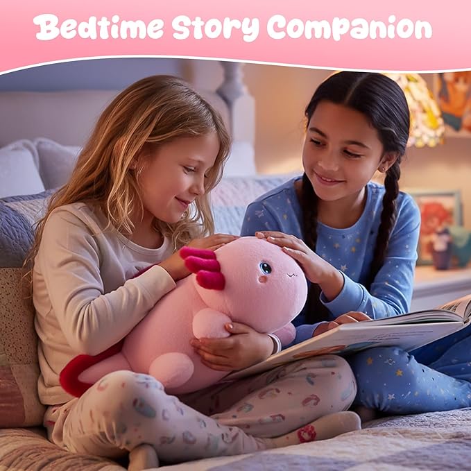 SQEQE Weighted Stuffed Animal Axolotl, Soft Weighted Axolotl Plush Toy, Cute Hugging Pillow Gift for Kids Adults, Home Decoration Valentines Gifts Birthday Present 9.8 Inch, 0.8 Lb