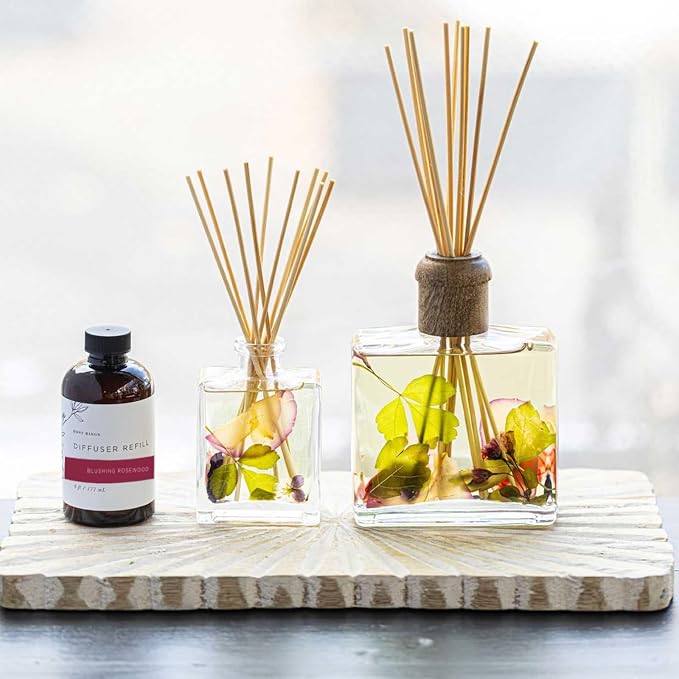 Rosy Rings Fragrance Diffuser Oil Refill 6oz - Aromatherapy, Scented Air Freshener Deodorizer Oil, Scented Refill for Home Kitchen Living Room Decor Gifts Humidifier Essential Oils (Blushing Rosewood)