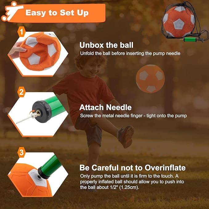 Size 4 Curve Soccer Ball Toy for Kid with Pump & Mesh Bag, Durable & Lightweight, Toddler Swerve Ball for Backyard Game, Indoor Outdoor Play Activity | Birthday Gift for Boy Girl Ages 3+ 4 5 6 7 8-12