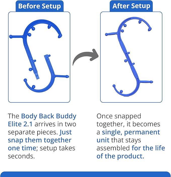 Body Back Buddy Elite FSA Eligible Trigger Point Massage Tool, Neck and Back Massager Handheld, Manual Self Massager, Massage Cane, Muscle Knot Remover with Instructions, 2-Pack Bundle (Blue)