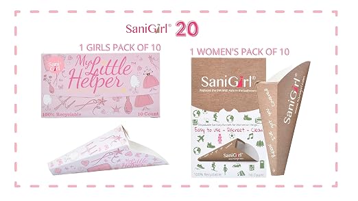 SaniGirl Disposable Sanitary Pee Funnels | Girls Neatly Stand to Pee | Women Girls Toddler Urinal | Combo Pack Two Sizes Female Urination Device | Girls Travel Potty My Little Helper (20 Count)